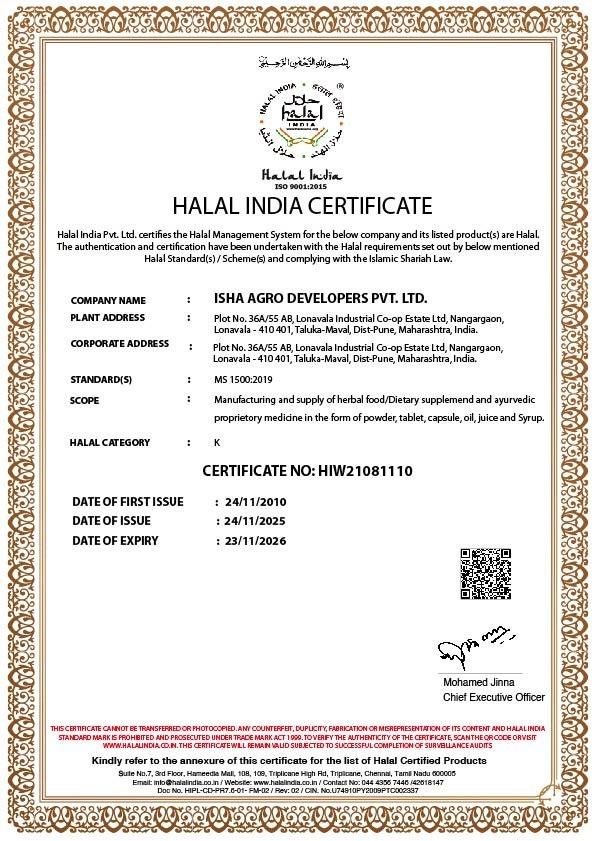 Halal Certification issued by Halal India