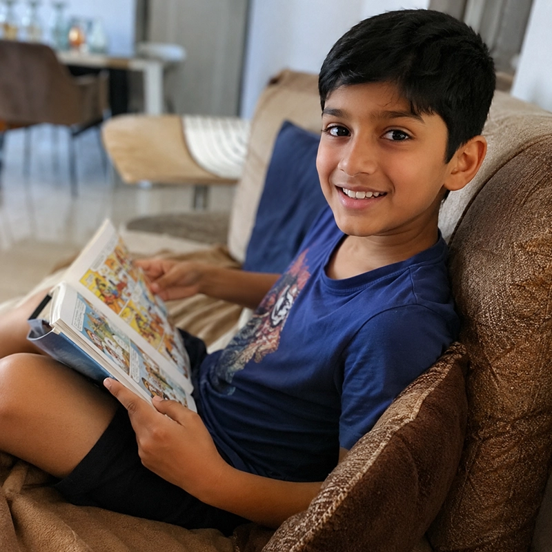 He finishes his homework on time now